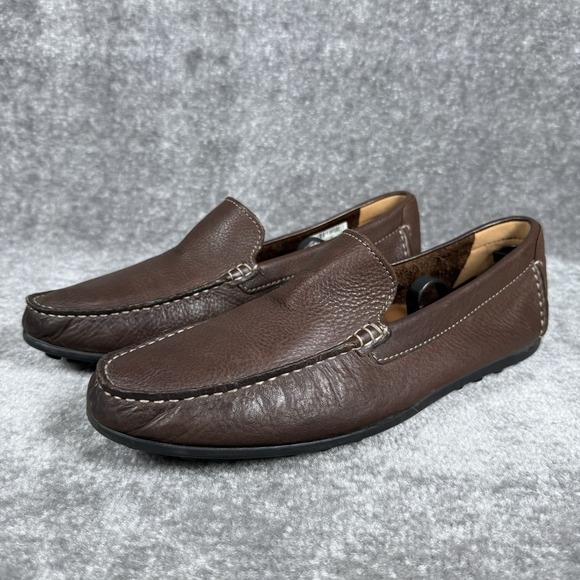 Clarks Driving Loafers Men's 10.5 Brown Leather Slip On Ortholite - Picture 1 of 9
